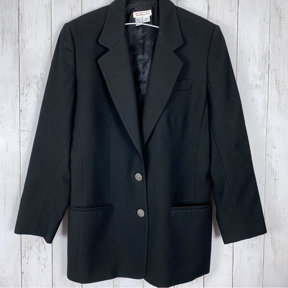 Talbots Womens Blazer Jacket Size 10 Black Wool 2 Button Lined Career Casual - Picture 1 of 7